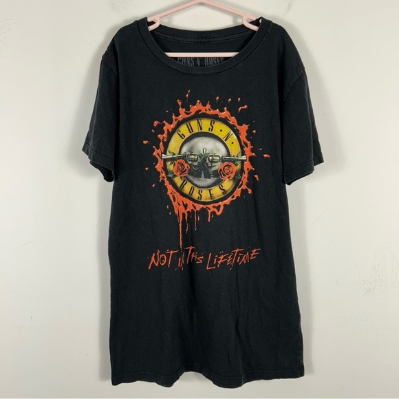 💕Guns n roses Black Graphic T-Shirt with Band Logo kid L - Picture 1 of 10